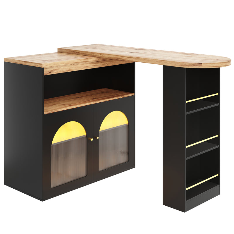 Moderner ausziehbarer Bartisch mit LED & Stauraum