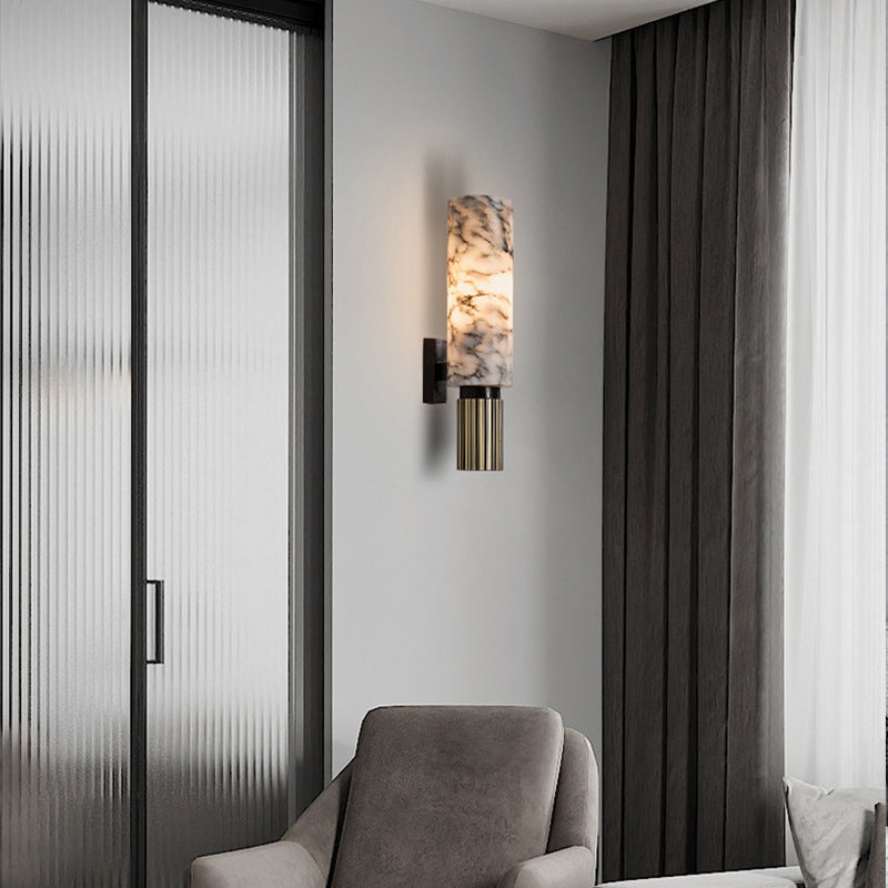 Moderne Luxus Wandlampe aus Messing mit Marmor-Optik