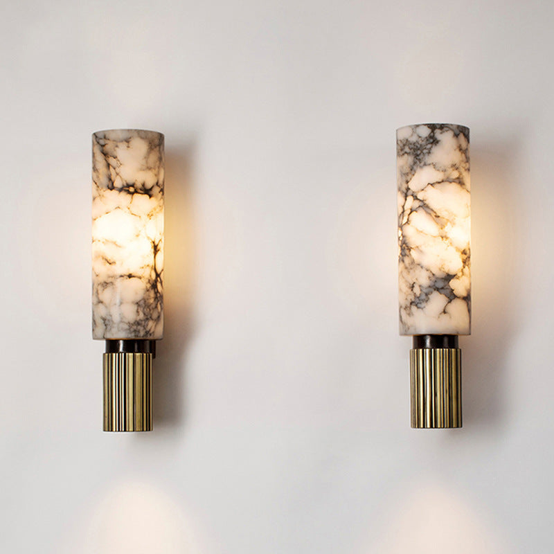 Moderne Luxus Wandlampe aus Messing mit Marmor-Optik