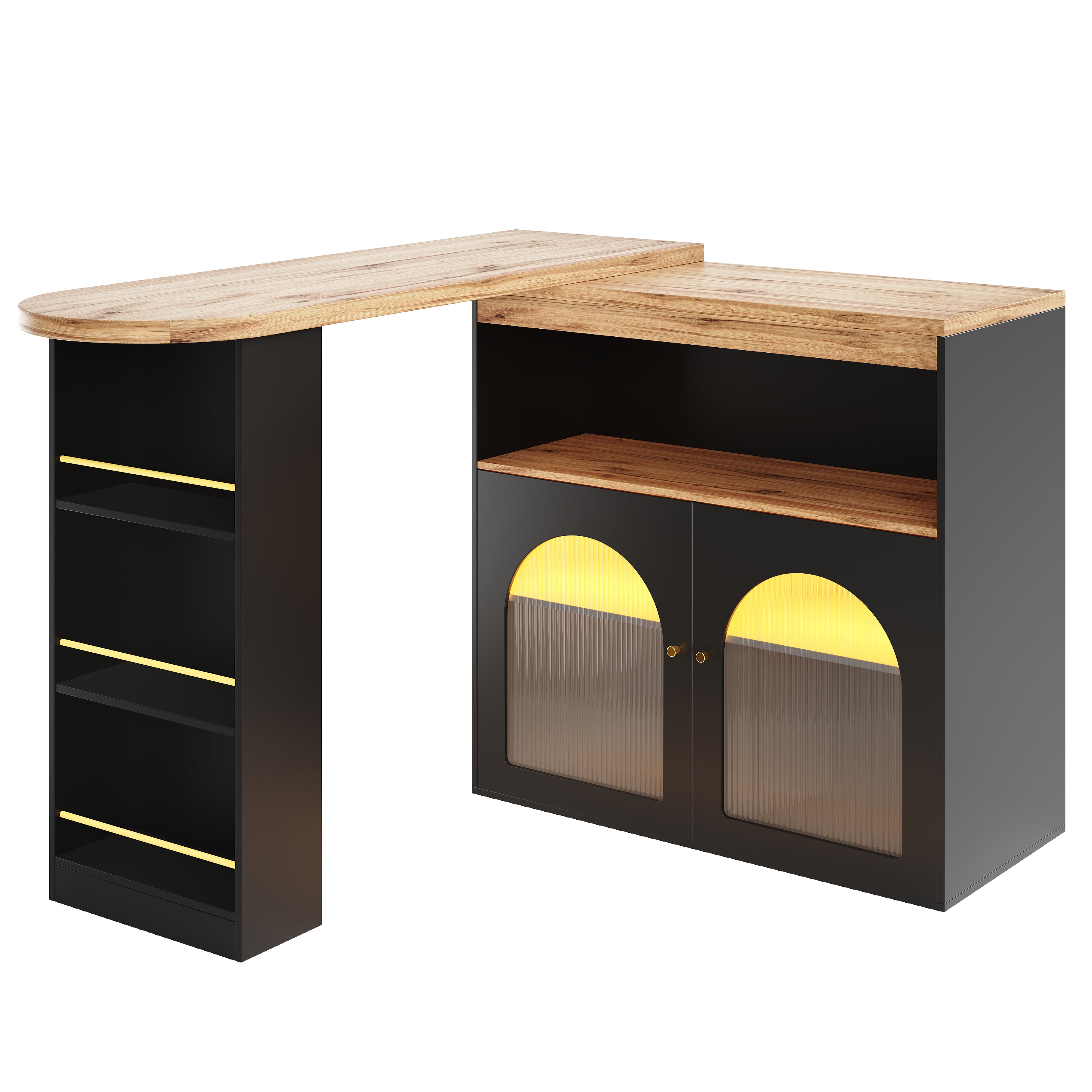 Moderner ausziehbarer Bartisch mit LED & Stauraum