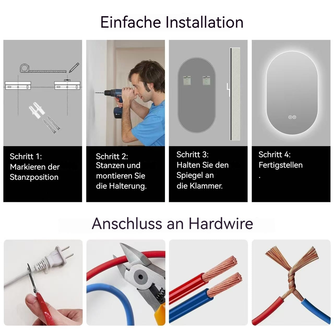 LED Badezimmerspiegel mit Touch-Funktion und Anti-Beschlag