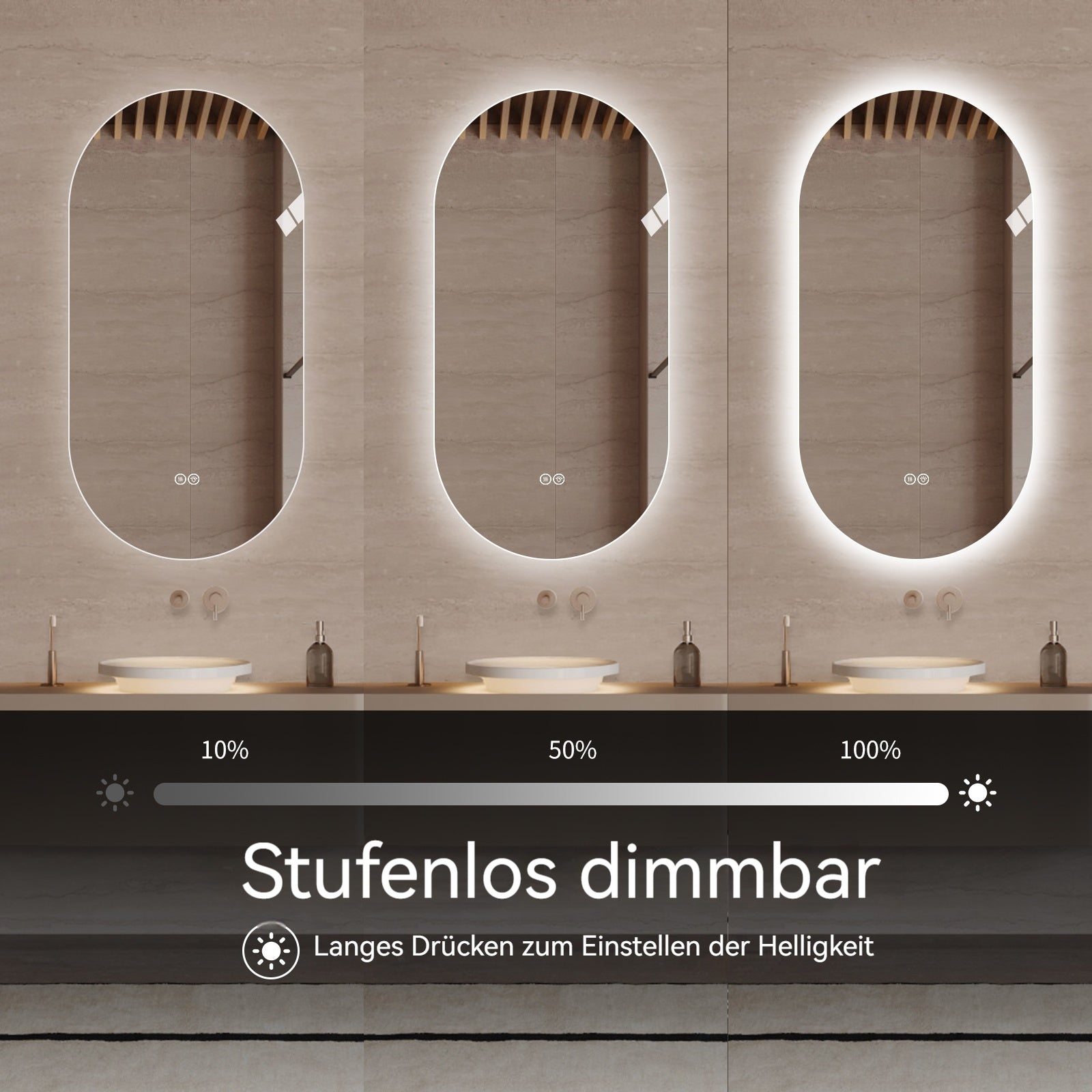 LED Badezimmerspiegel mit Touch-Funktion und Anti-Beschlag