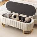 Moderne Samt Sitzbank mit Stauraum in Beige