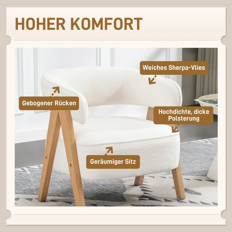 Moderner Polstersessel mit Fleece-Bezug und Holzbeinen
