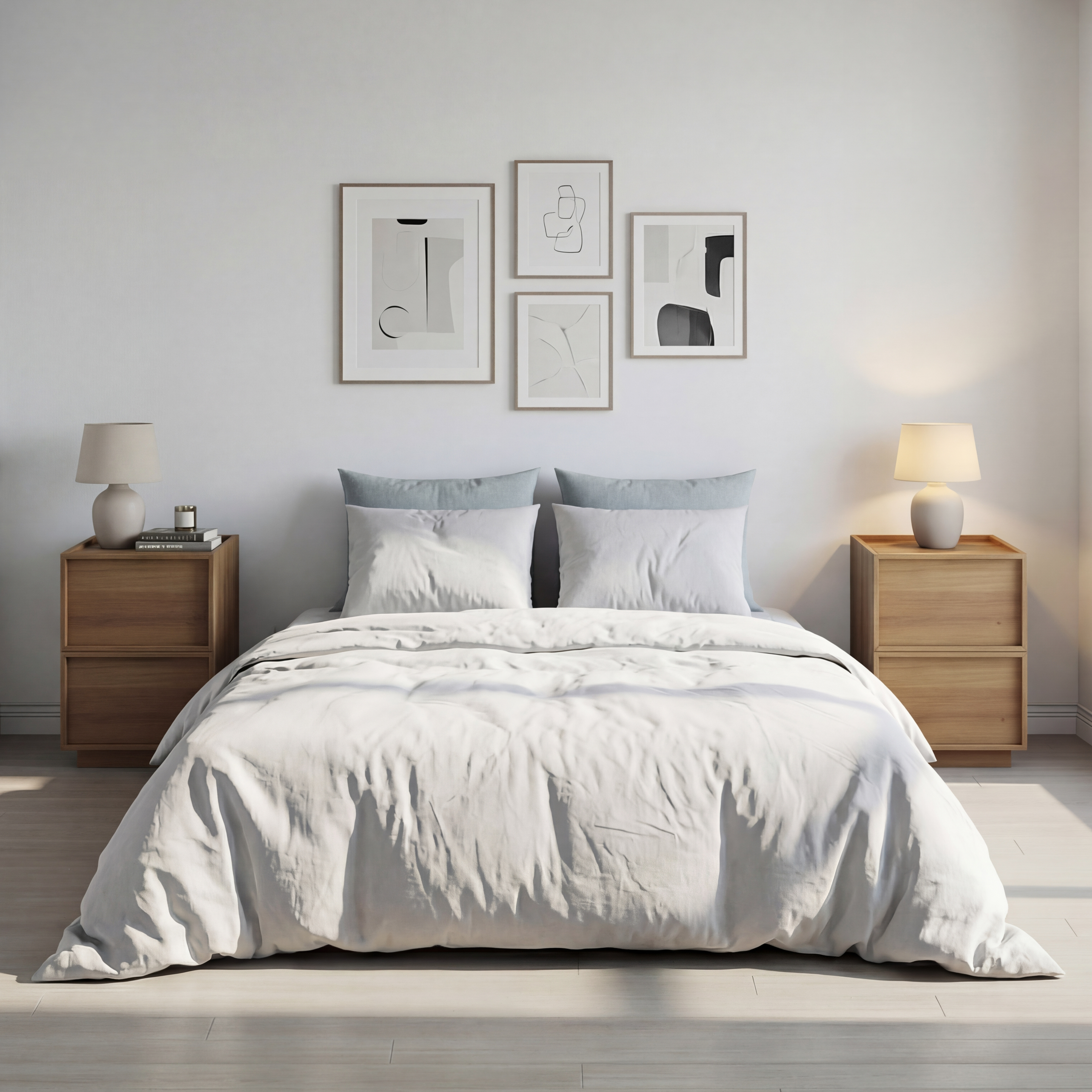 Moderner Nachttisch mit 2 Schubladen im minimalistischen Design (2er Set)