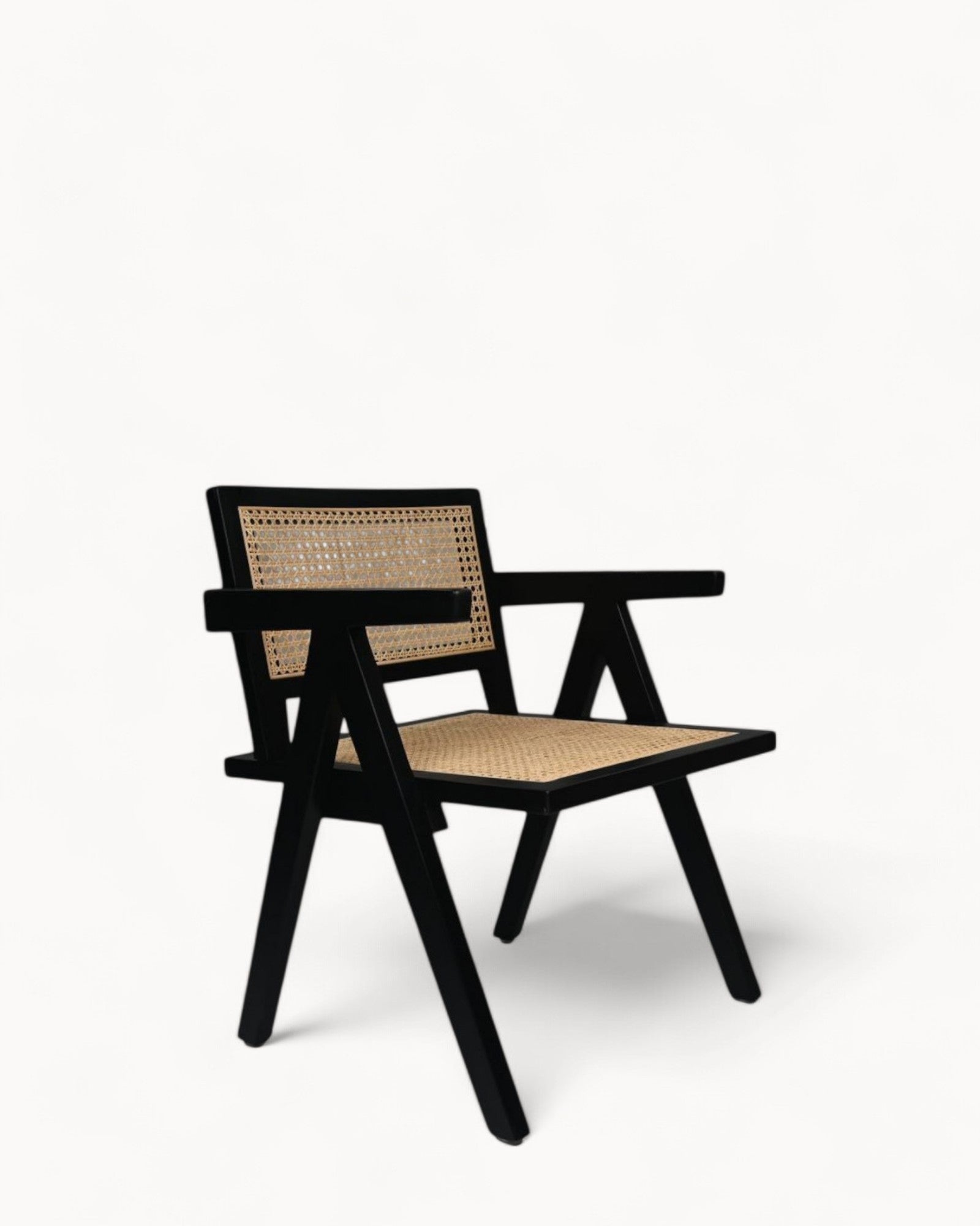 HSM Collection – Fauteuil – Mahagoni & Rattan – Schwarz/Natur – Bohemian Stil