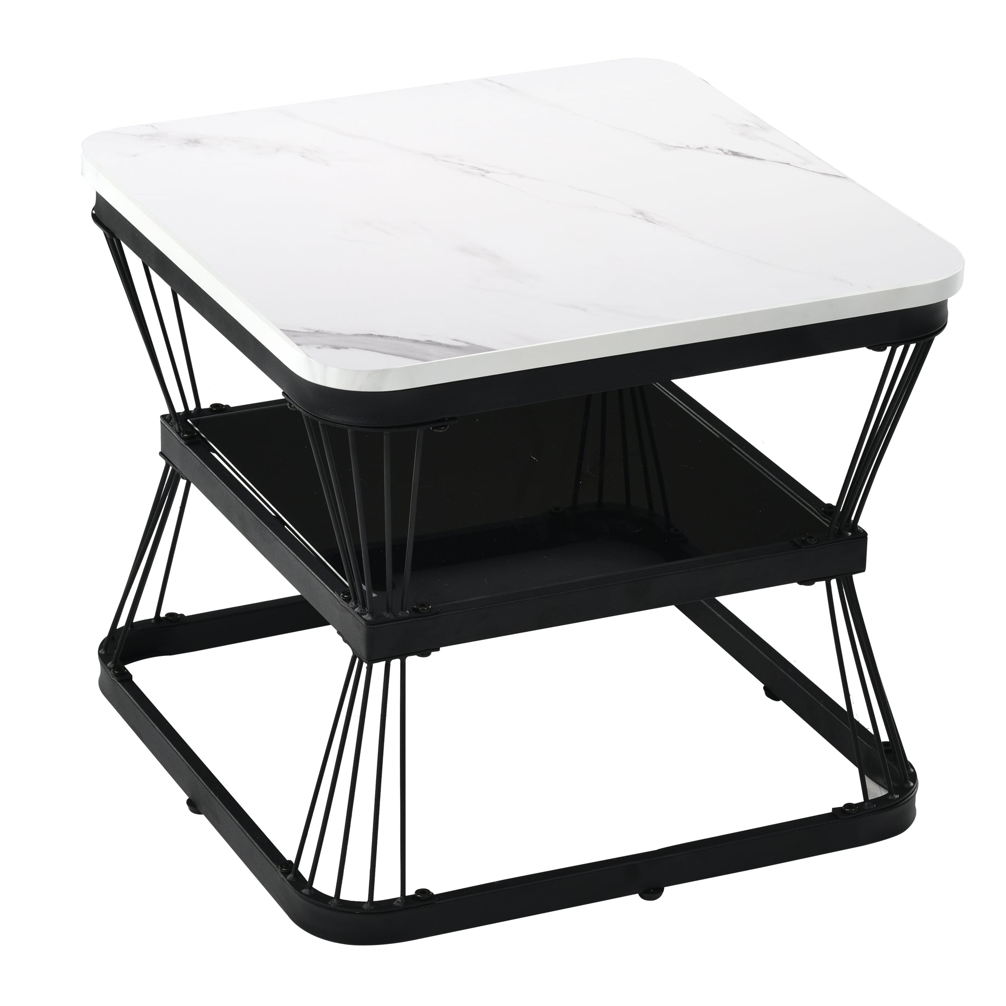 2er-Set moderne Couchtische in Marmoroptik