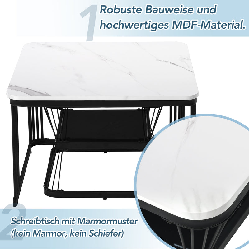 2er-Set moderne Couchtische in Marmoroptik
