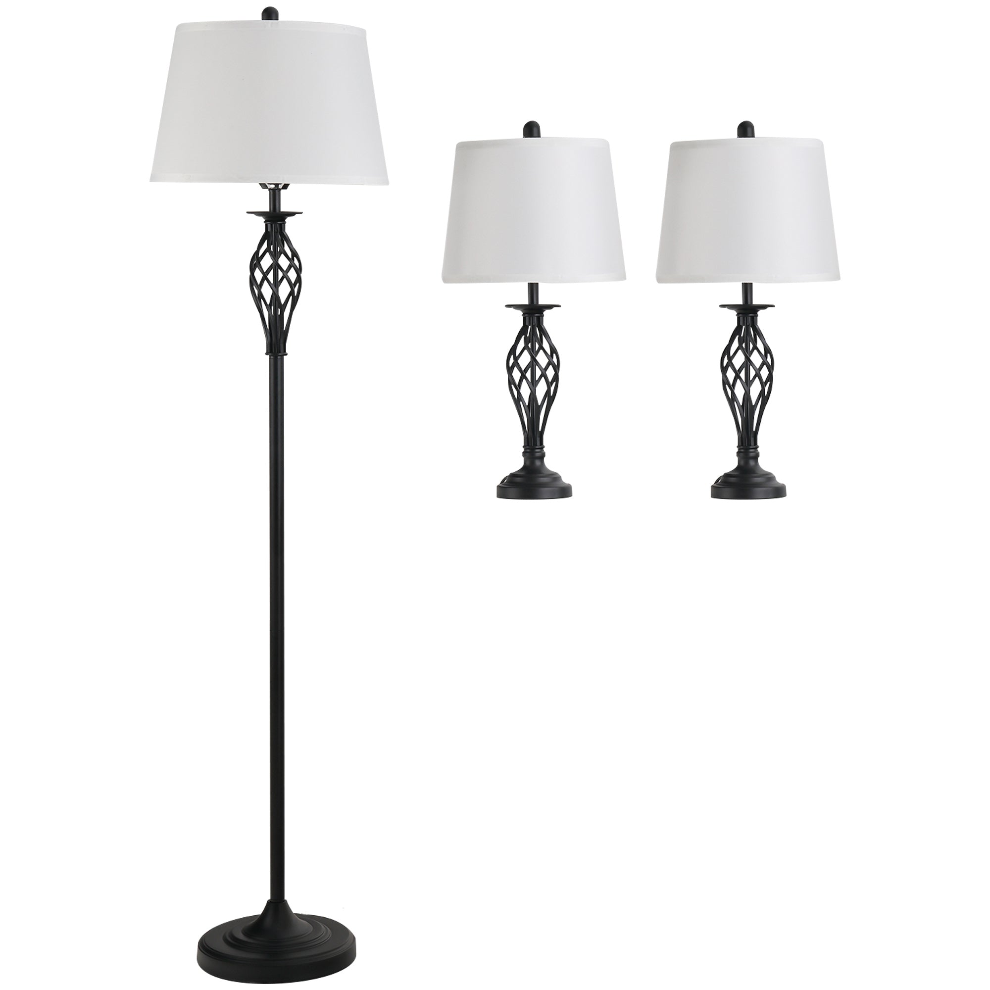Vintage 3-teiliges Lampen-Set mit Steh- und Tischleuchten für stilvolle Raumbeleuchtung