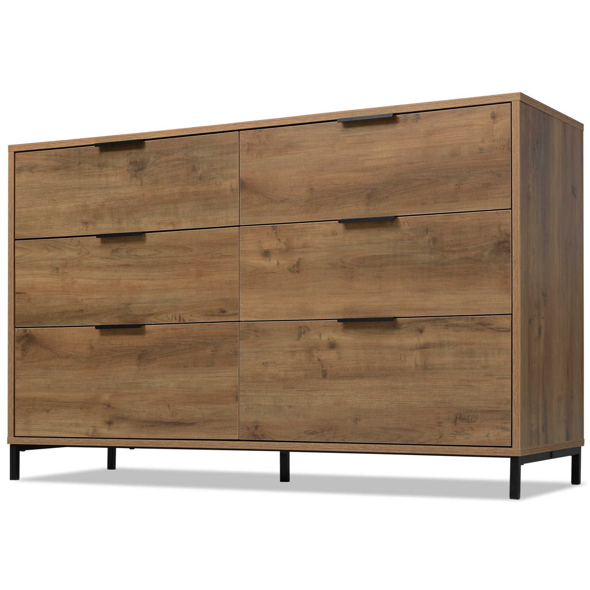 Kommode mit 6 Schubladen – Industrial Design in Dunkler Eiche