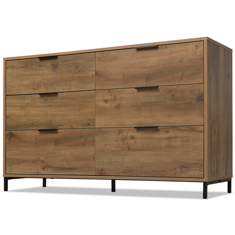 Kommode mit 6 Schubladen – Industrial Design in Dunkler Eiche