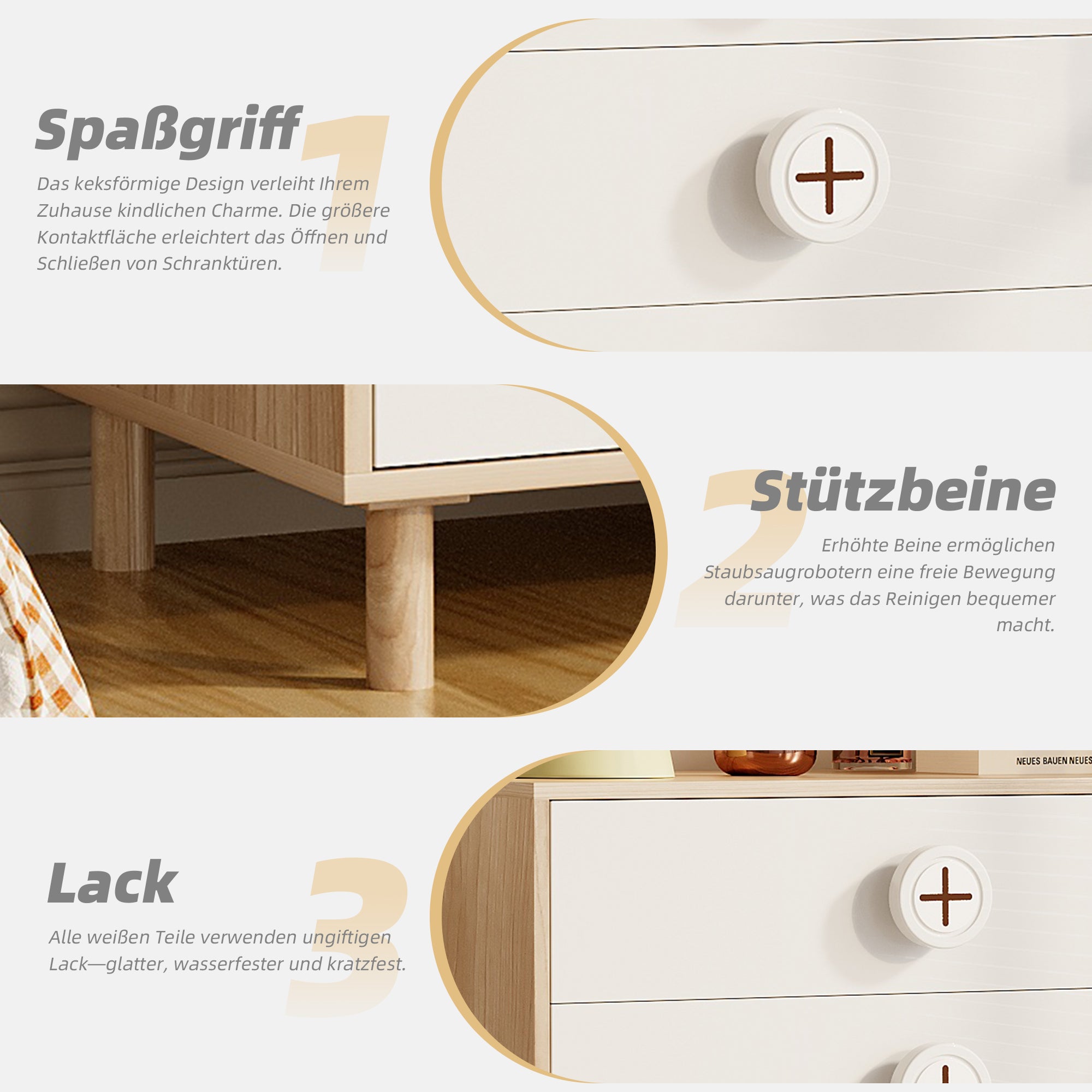 Moderner Nachtschrank mit 4 Schubladen in