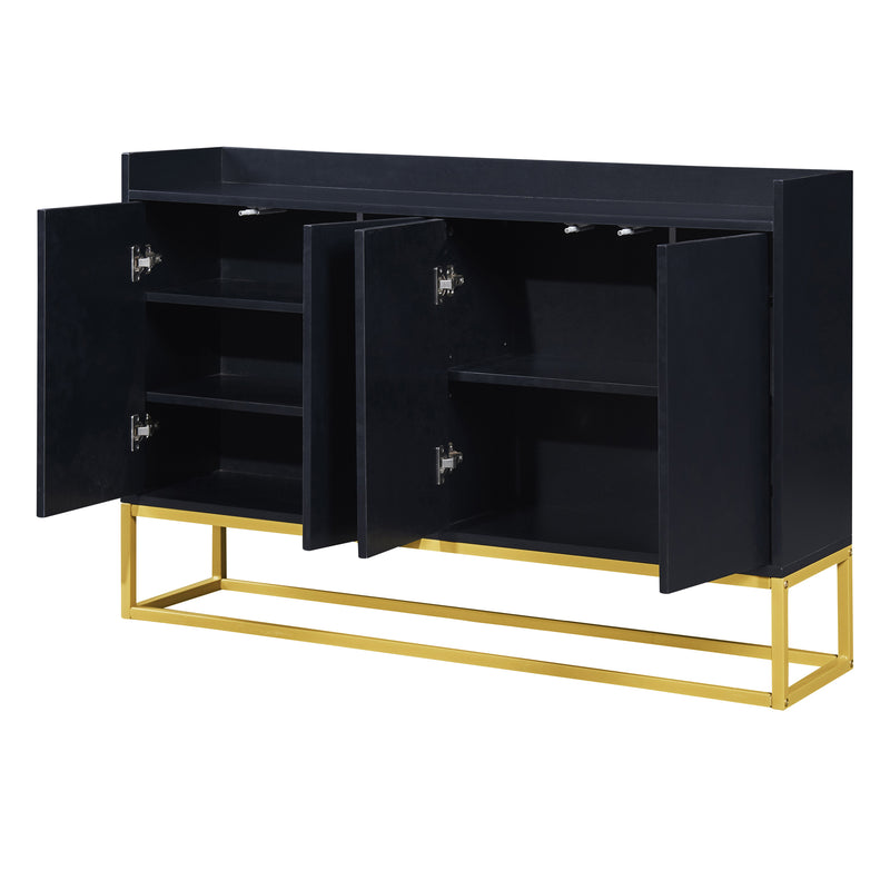 Minimalist Black 4-Door Sideboard Cabinet