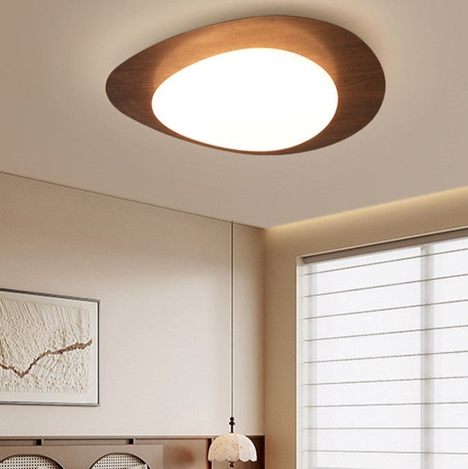 Minimalistische LED Deckenleuchte in Holzoptik
