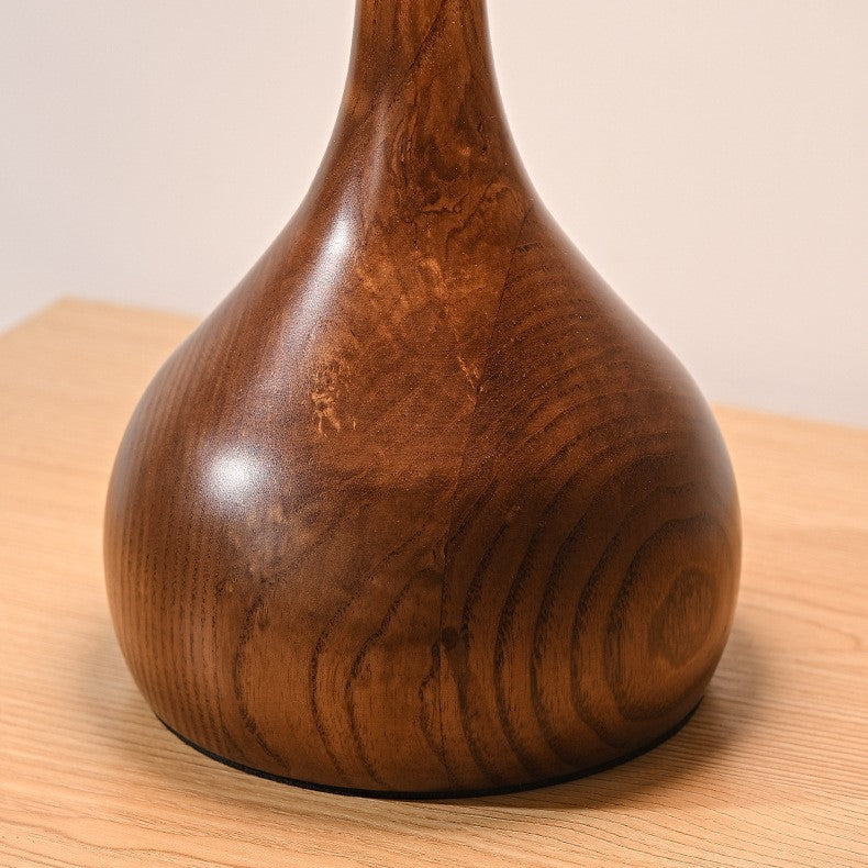 Vintage-Tischlampe aus Holz und Glas