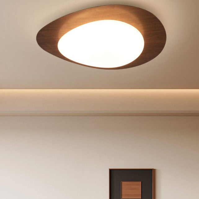 Minimalistische LED Deckenleuchte in Holzoptik