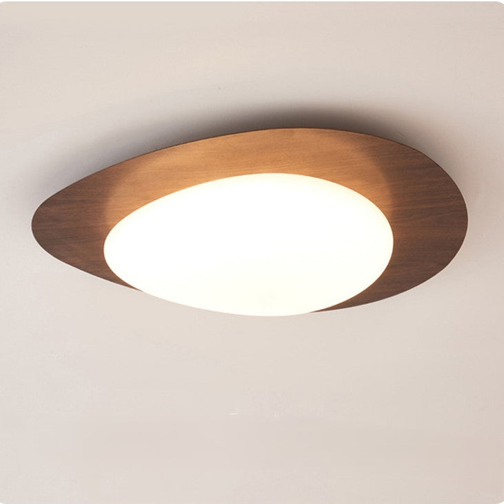 Minimalistische LED Deckenleuchte in Holzoptik