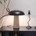 Tragbare Nachttischlampe aus Travertin-Pilz