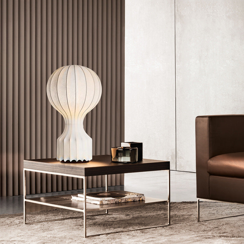 Wabi-Sabi Tischlampe im Pilzdesign aus Stoff