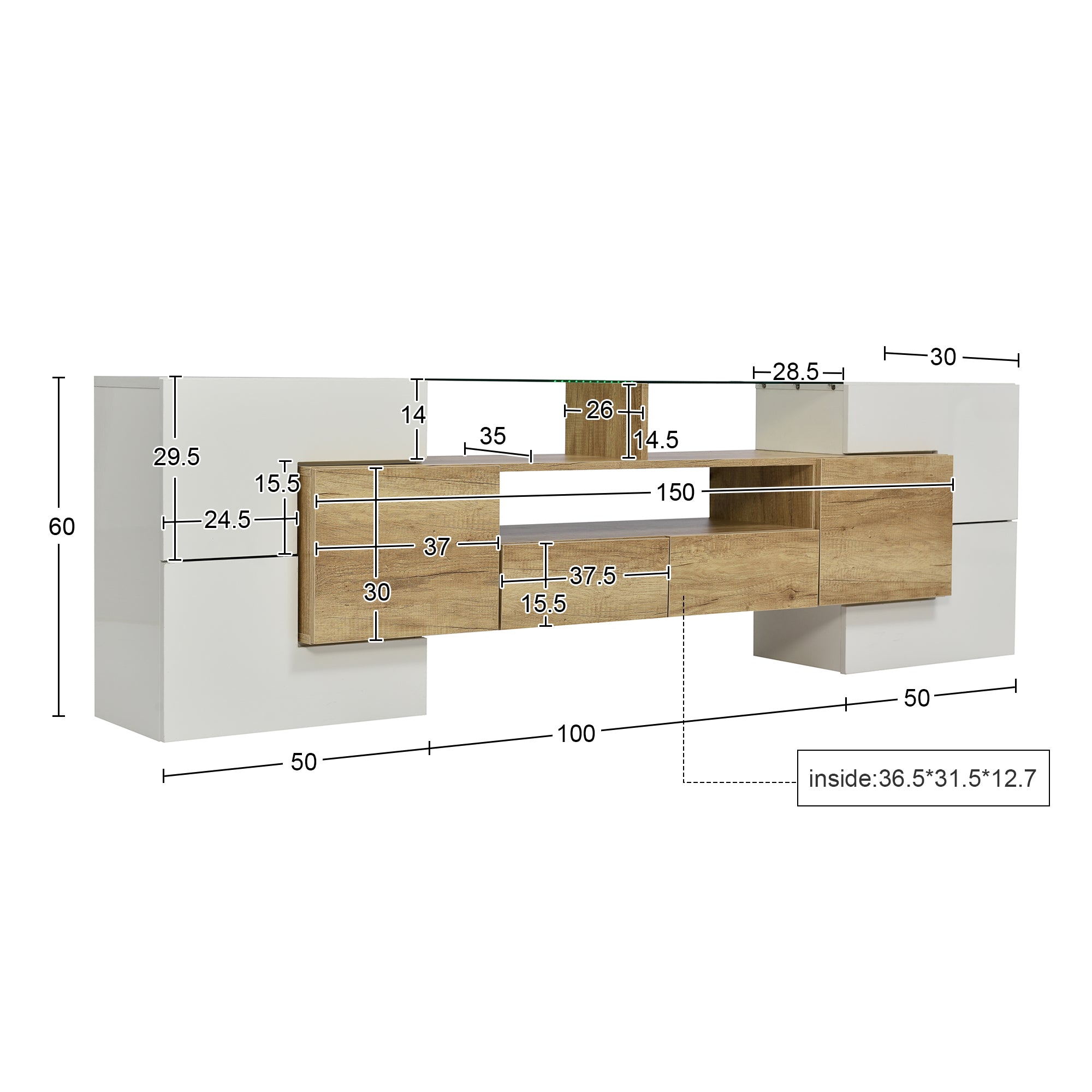Moderner TV-Schrank mit LED & Glasoberfläche