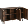 Exklusives Sideboard mit Chevron-Holzdesign und goldenen Details