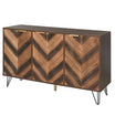 Exklusives Sideboard mit Chevron-Holzdesign und goldenen Details