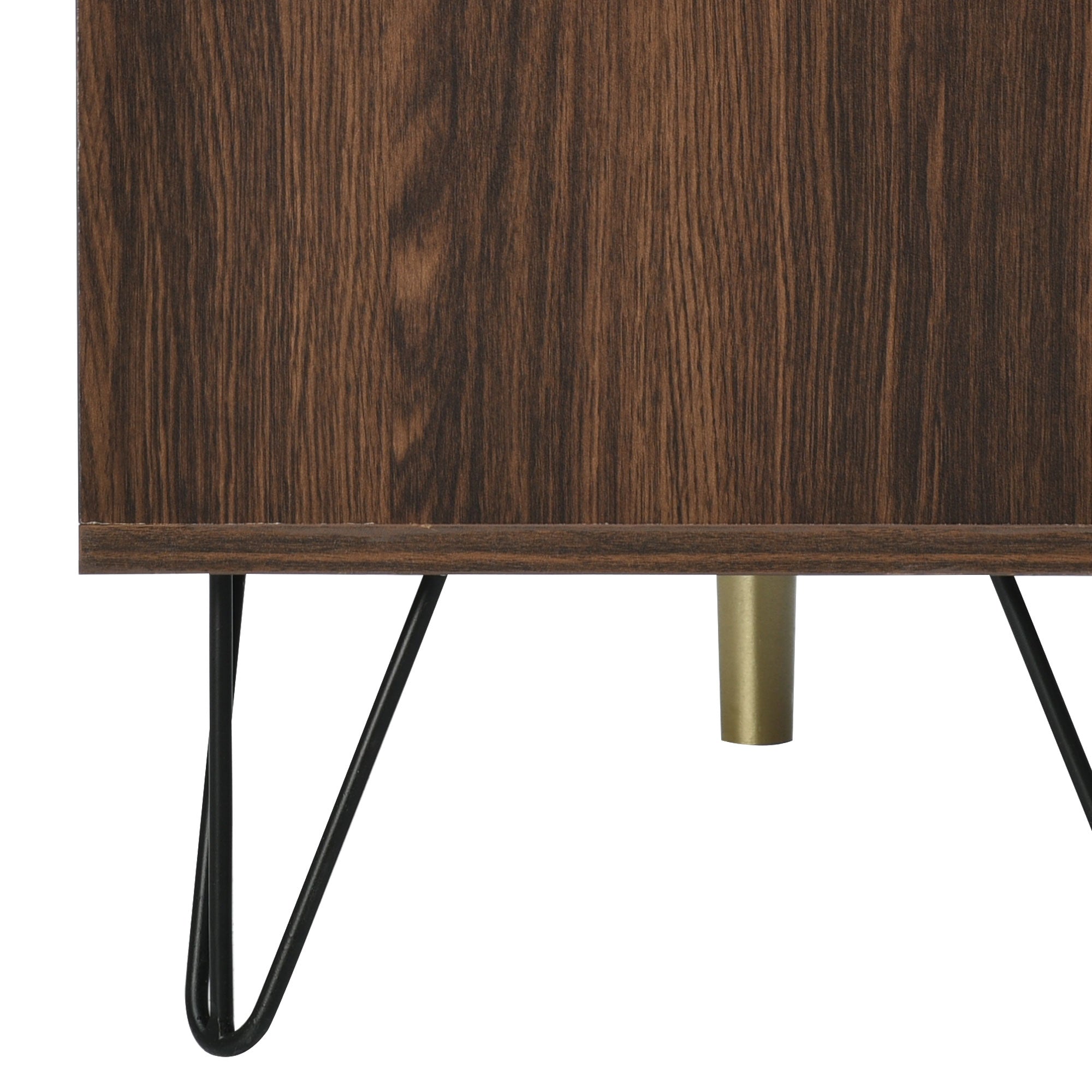 Exklusives Sideboard mit Chevron-Holzdesign und goldenen Details