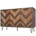 Exklusives Sideboard mit Chevron-Holzdesign und goldenen Details
