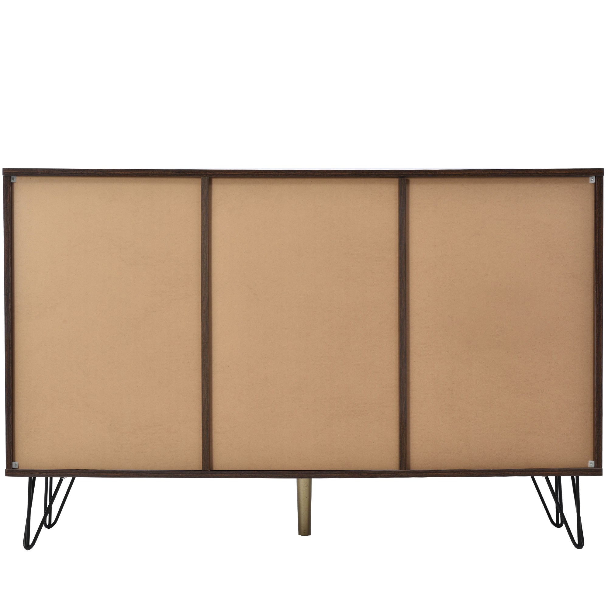Exklusives Sideboard mit Chevron-Holzdesign und goldenen Details