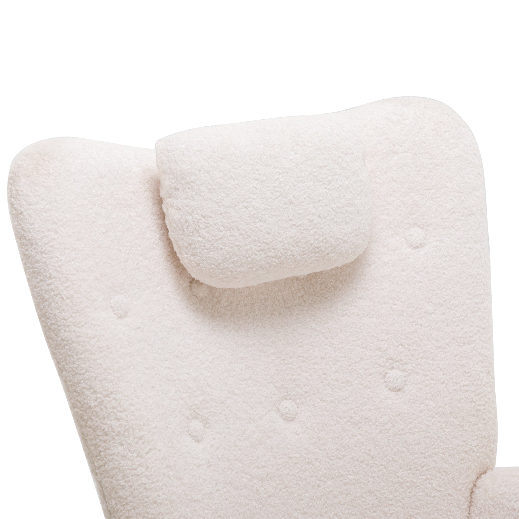 Weißer Teddyplüsch-Schaukelstuhl mit Hocker – Komfortabler Relaxsessel im modernen Stil