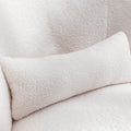 Weißer Teddy Plüsch-Drehsessel mit Lendenkissen – gemütlicher Lounge-Sessel mit 360° Drehfunktion