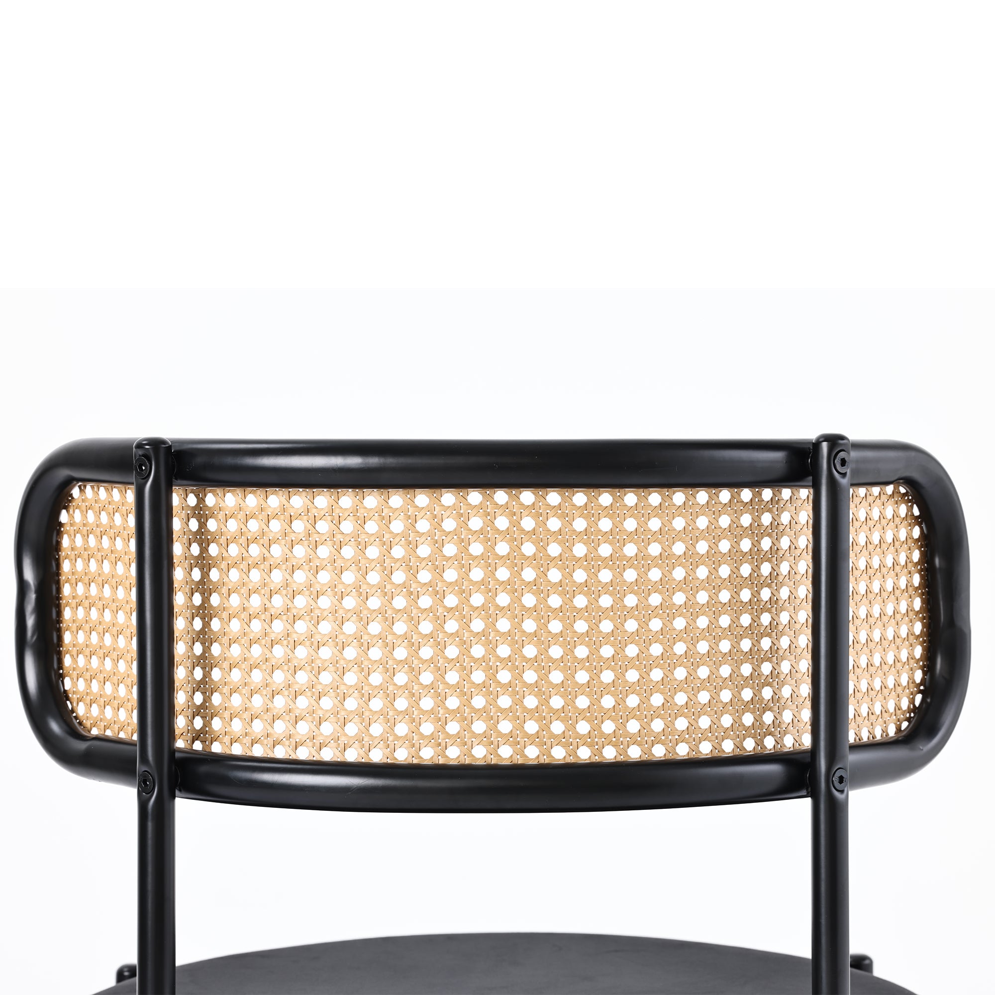 Samt Esszimmerstuhl Set mit Rattan Rückenlehne und Metallgestell