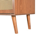 Retro Walnut Rattan Sideboard Cabinet