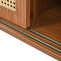 Retro Walnut Rattan Sideboard Cabinet