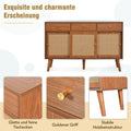 Retro Walnut Rattan Sideboard Cabinet