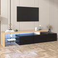 Moderner TV-Schrank mit Glasböden und LED-Beleuchtung
