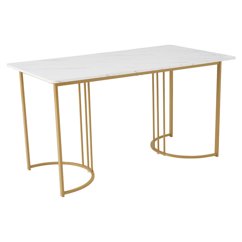 Moderner Esstisch 140 × 80 cm – Marmoroptik & Metallgestell