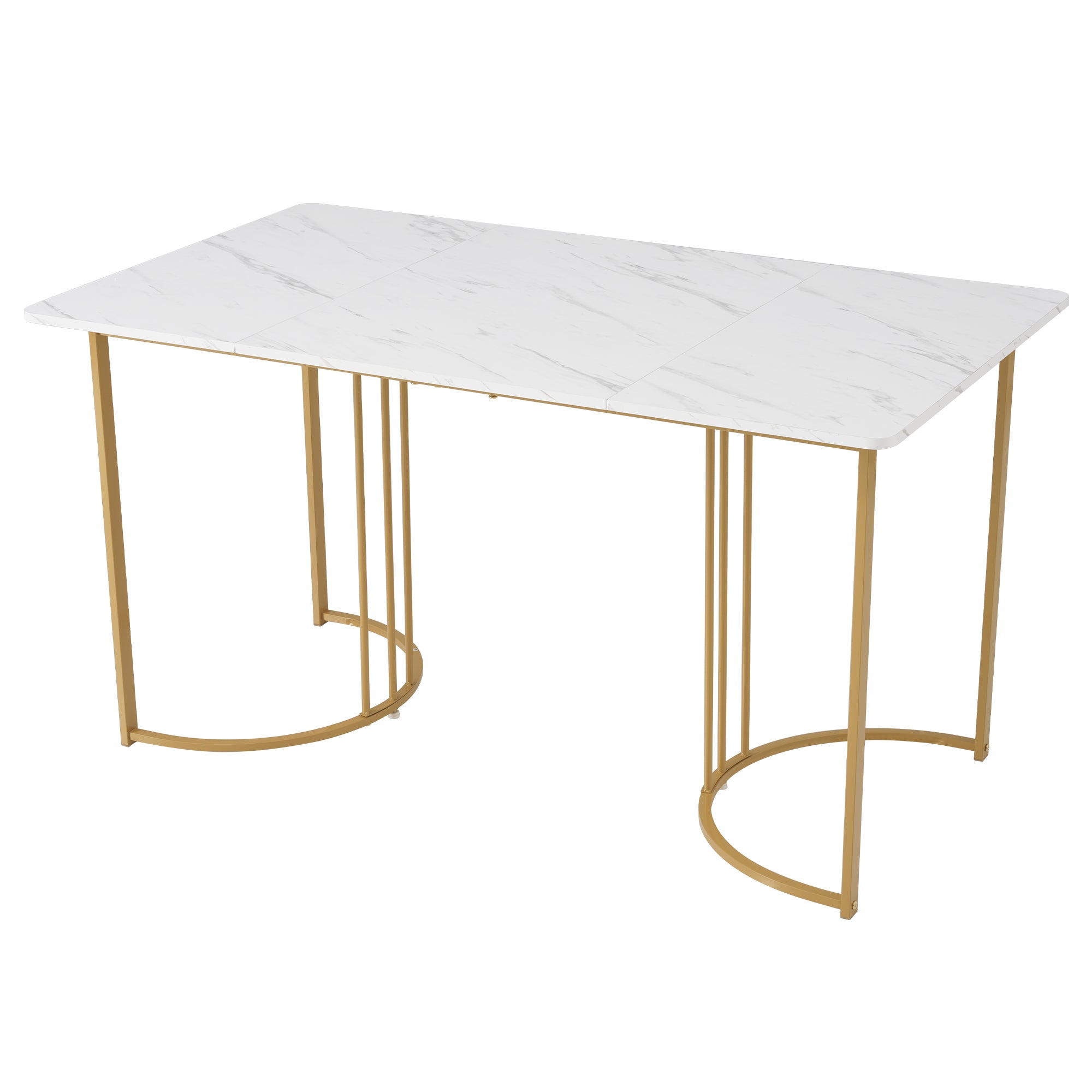 Moderner Esstisch 140 × 80 cm – Marmoroptik & Metallgestell