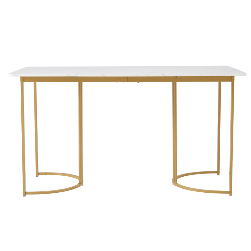 Moderner Esstisch 140 × 80 cm – Marmoroptik & Metallgestell