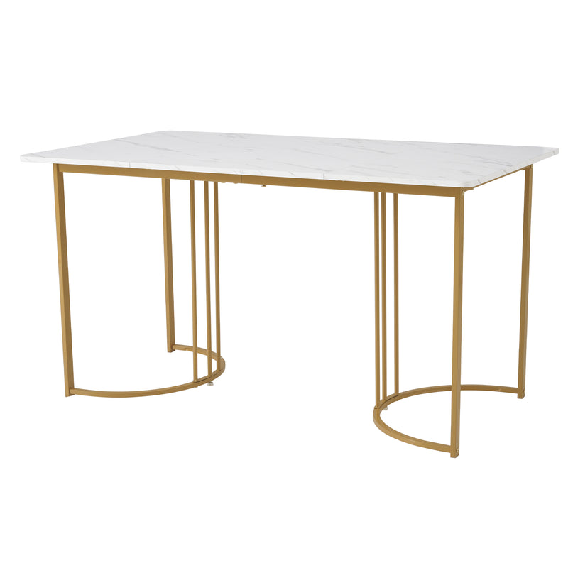 Moderner Esstisch 140 × 80 cm – Marmoroptik & Metallgestell