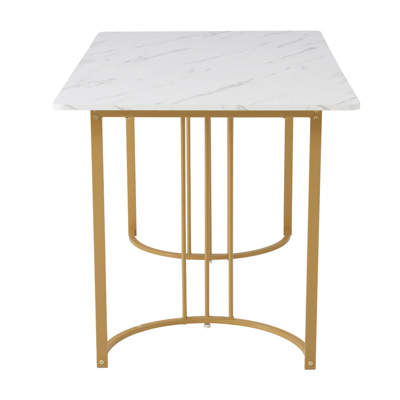 Moderner Esstisch 140 × 80 cm – Marmoroptik & Metallgestell