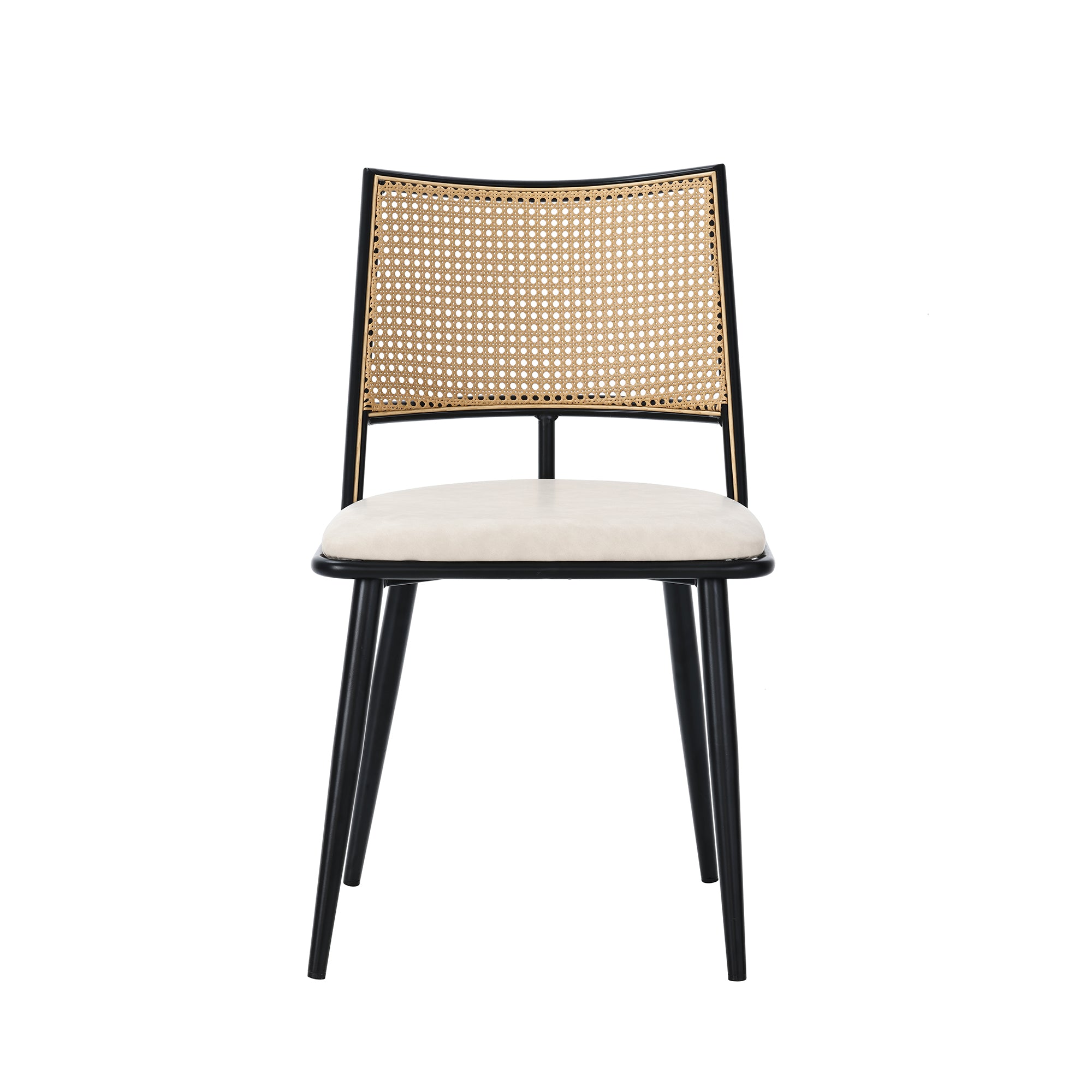 Esszimmerstuhl Set mit Rattan Rückenlehne und gepolstertem Sitz