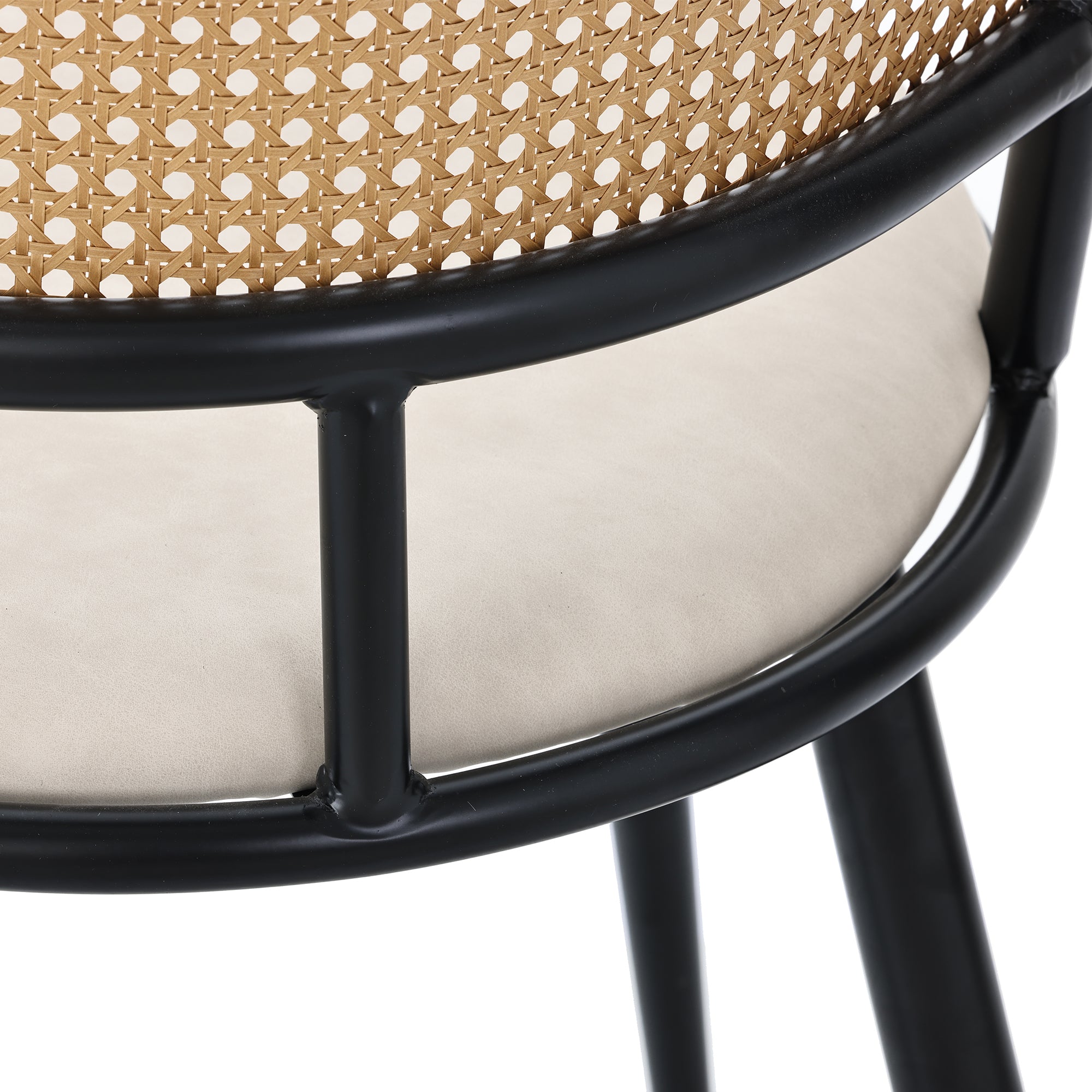 Esszimmerstuhl Set mit Rattan Rückenlehne und gepolstertem Sitz