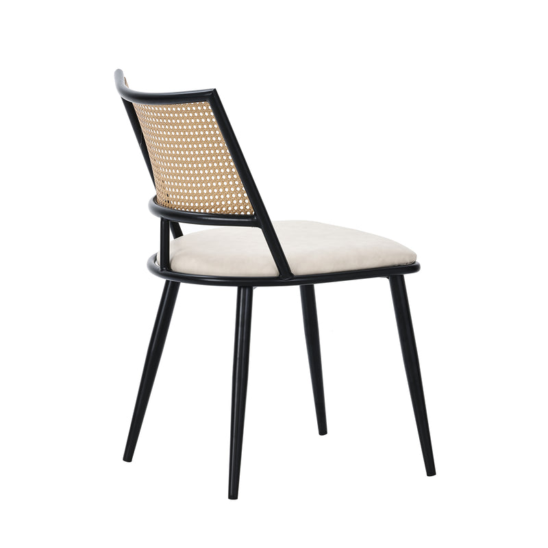 Esszimmerstuhl Set mit Rattan Rückenlehne und gepolstertem Sitz