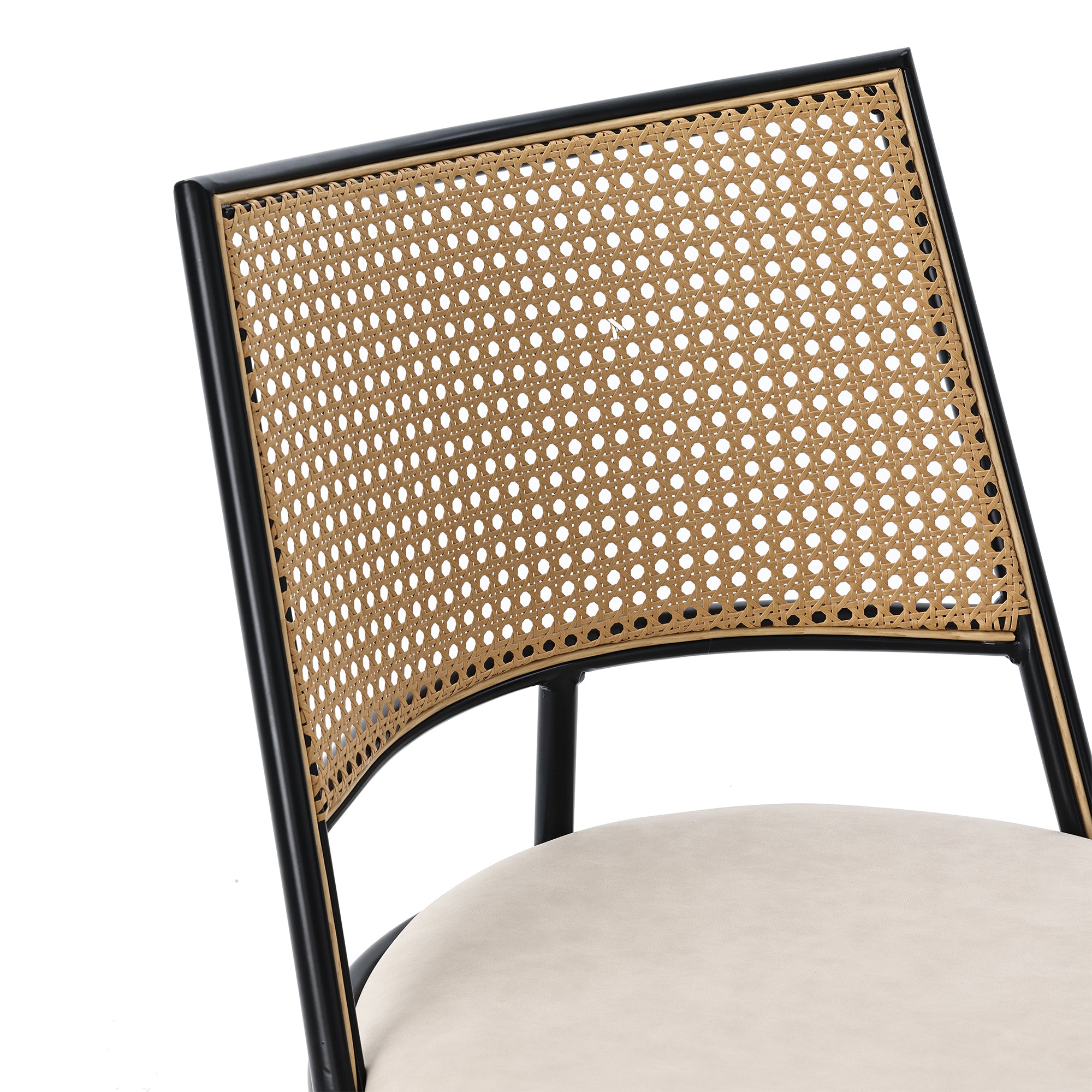 Esszimmerstuhl Set mit Rattan Rückenlehne und gepolstertem Sitz