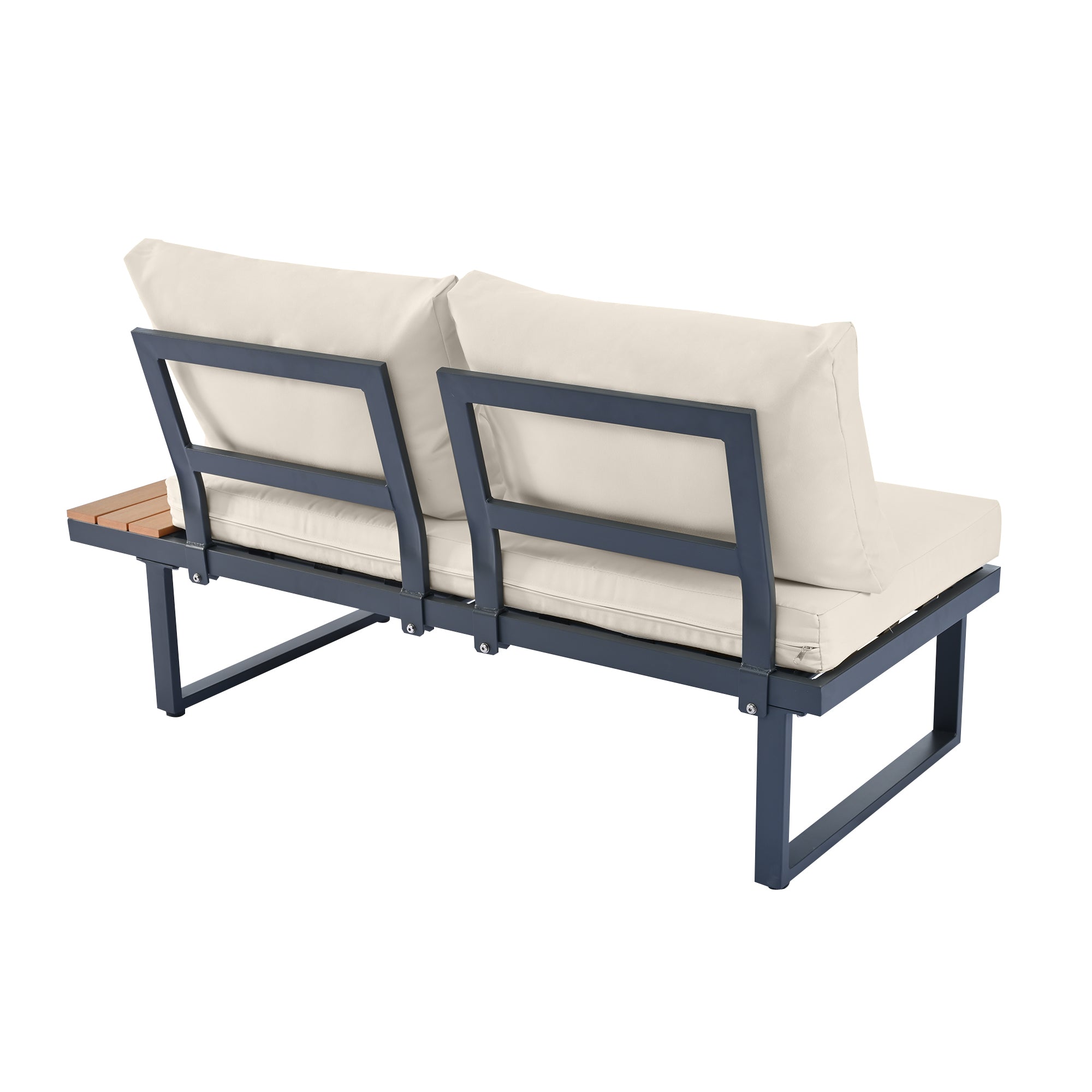 Garten Lounge Set mit verstellbarer Rückenlehne – Outdoor Sofaset mit Tisch und Stahlrahmen