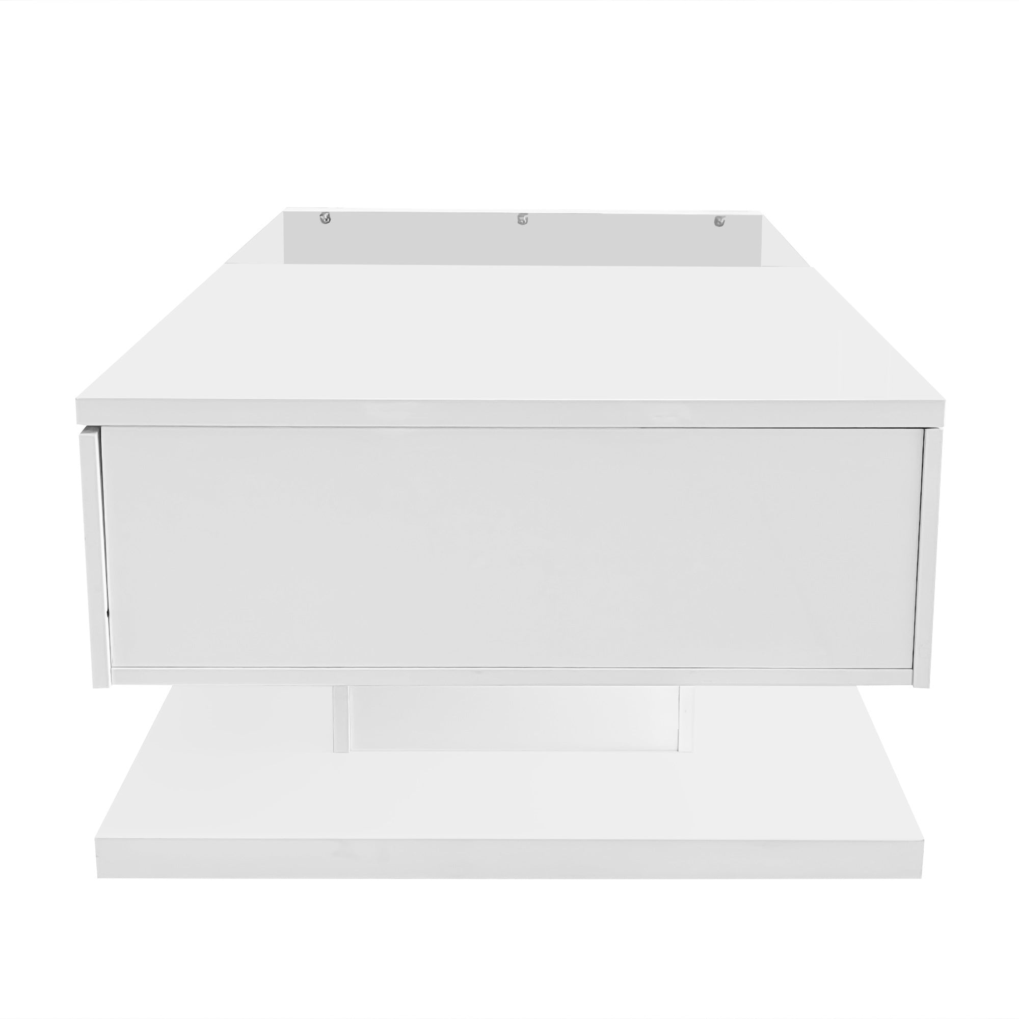 Moderner Couchtisch Hochglanz Weiß mit Glas & LED