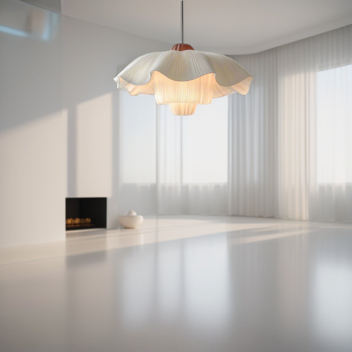 Französisch inspirierte Pendelleuchte mit Stoffschirm im romantischen Design