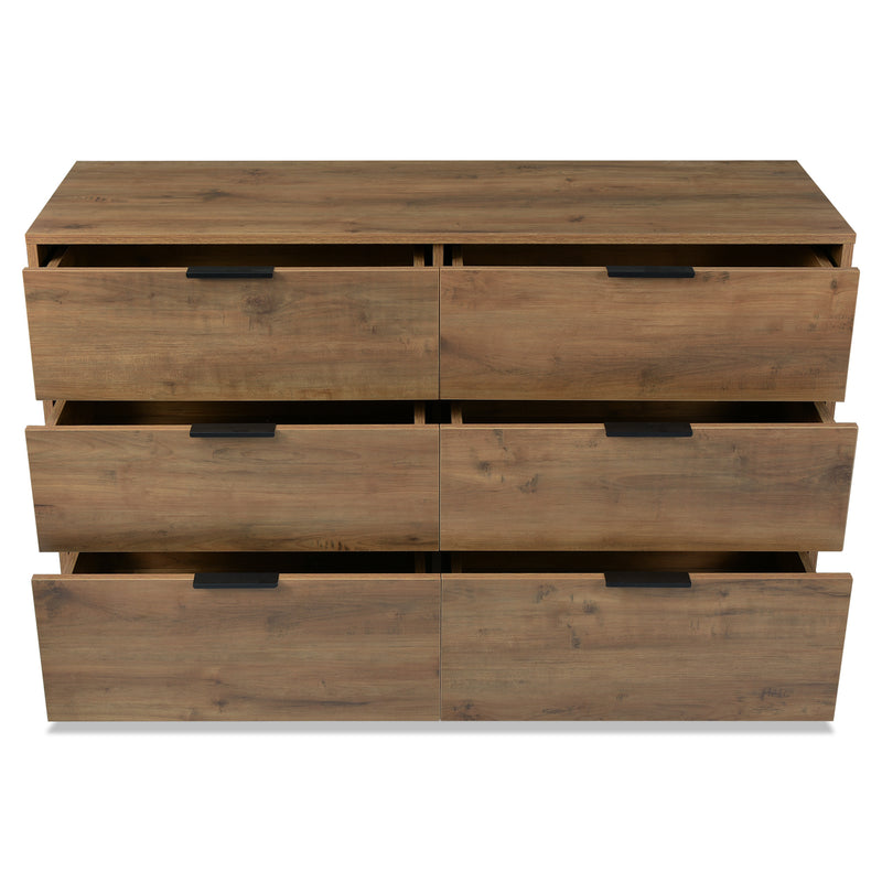 Kommode mit 6 Schubladen – Industrial Design in Dunkler Eiche