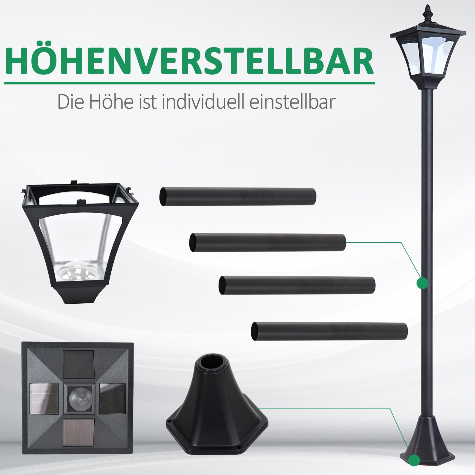 Solarbetriebene Garten-Wegleuchte im klassischen Laternenstil